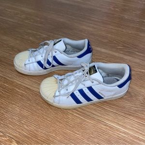 Adidas superstar blue stripe sneakers